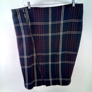 Lane Bryant Window Pane Plaid Zipper 20 Elastic Waist Skirt Navy Red